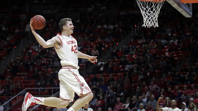 Utah's Jakob Poeltl going up for a slam dunk. The Raptors chose the Austrian born centre 9th overall. 